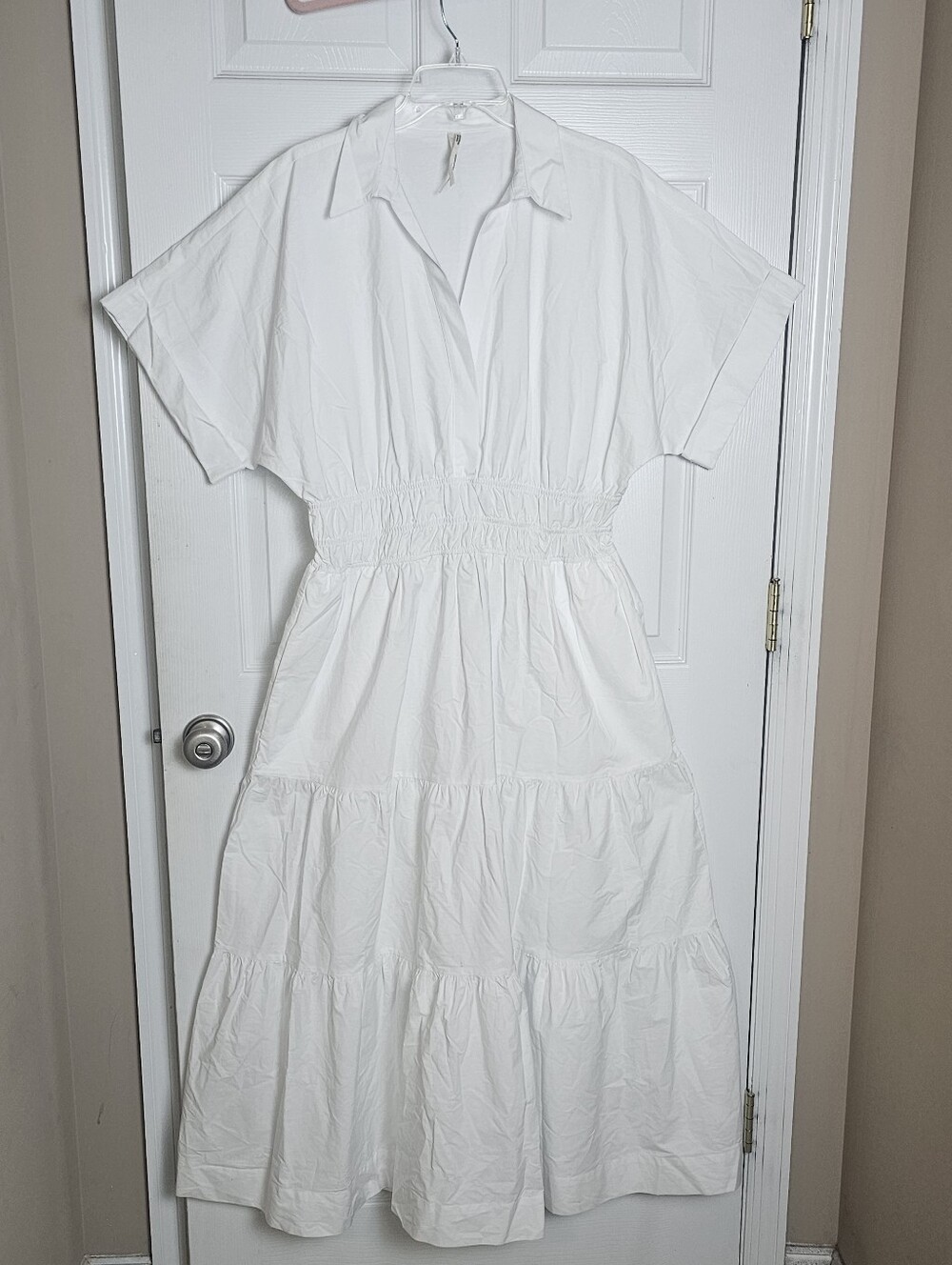Anthropologie The Somerset Maxi Shirt Dress White‎ Large Pockets Spring Summer